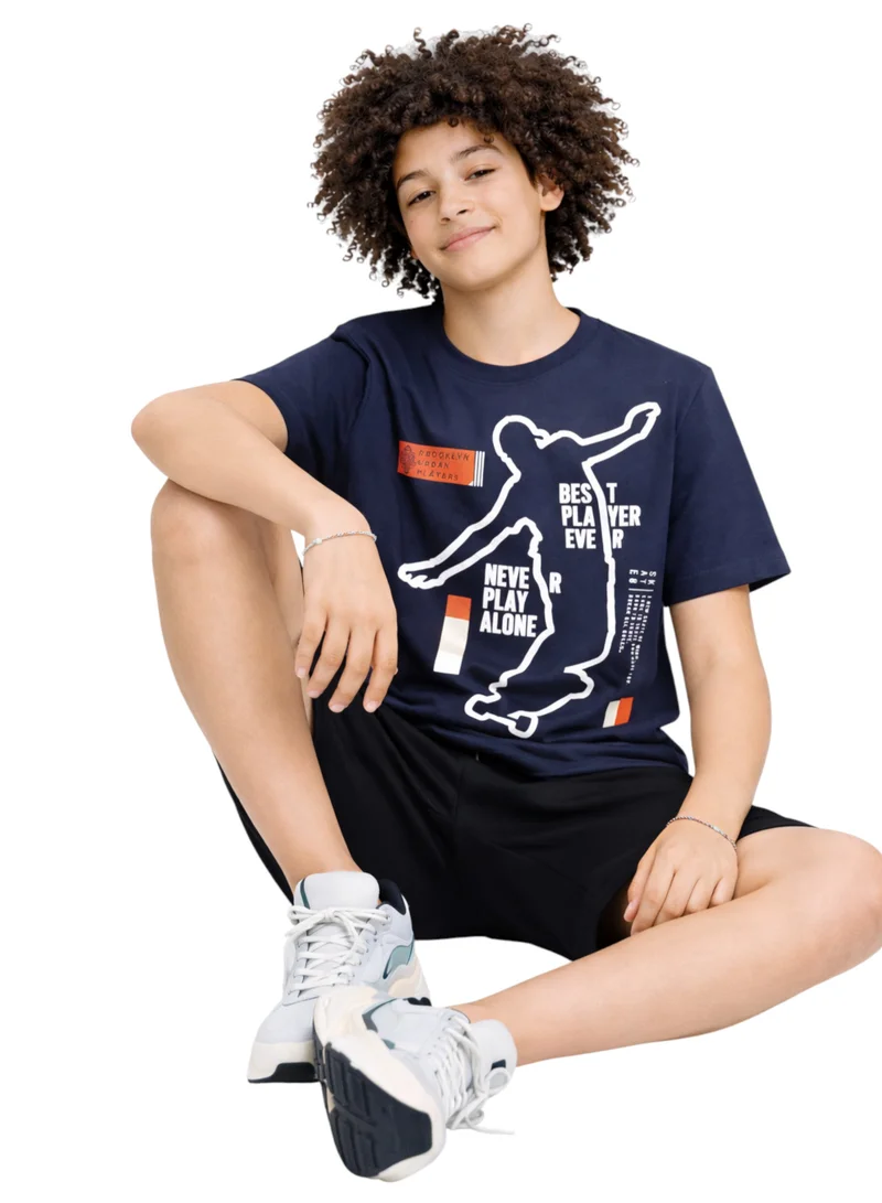 Victor And Jane  Boys Skater Graphic T-Shirt & Black Shorts Set for Men | Best Price UAE